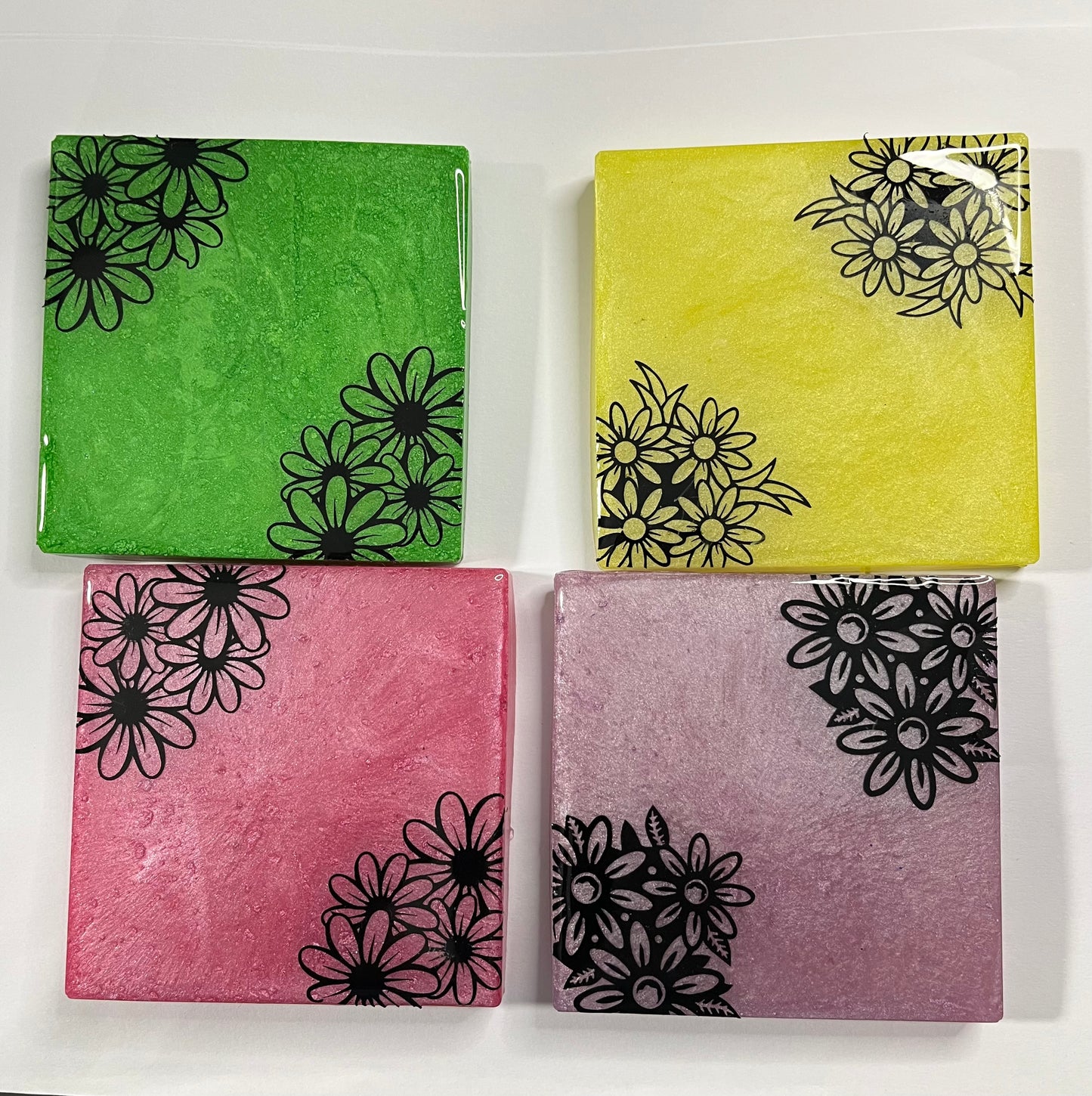 SQUARE FLOWER COASTER SET