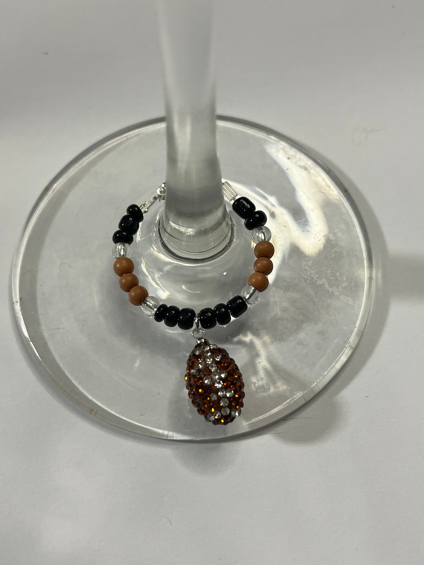 RHINESTONE FOOTBALL WINE CHARM