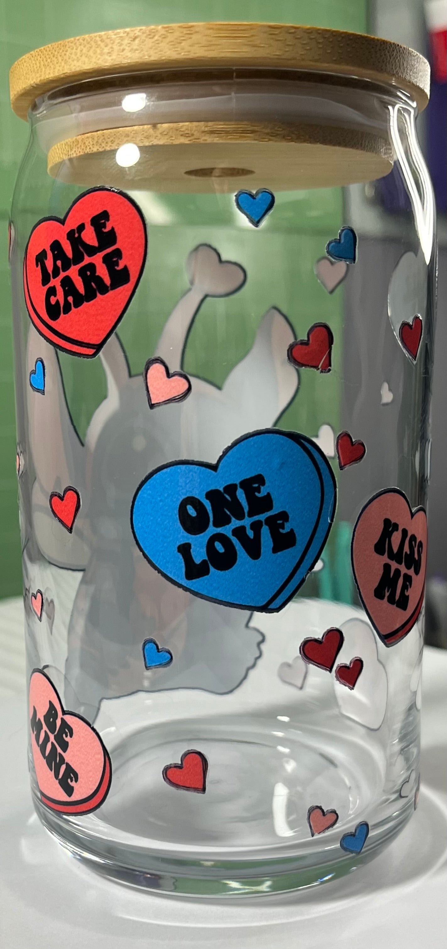 Valentine Stitch Glass Tumbler
