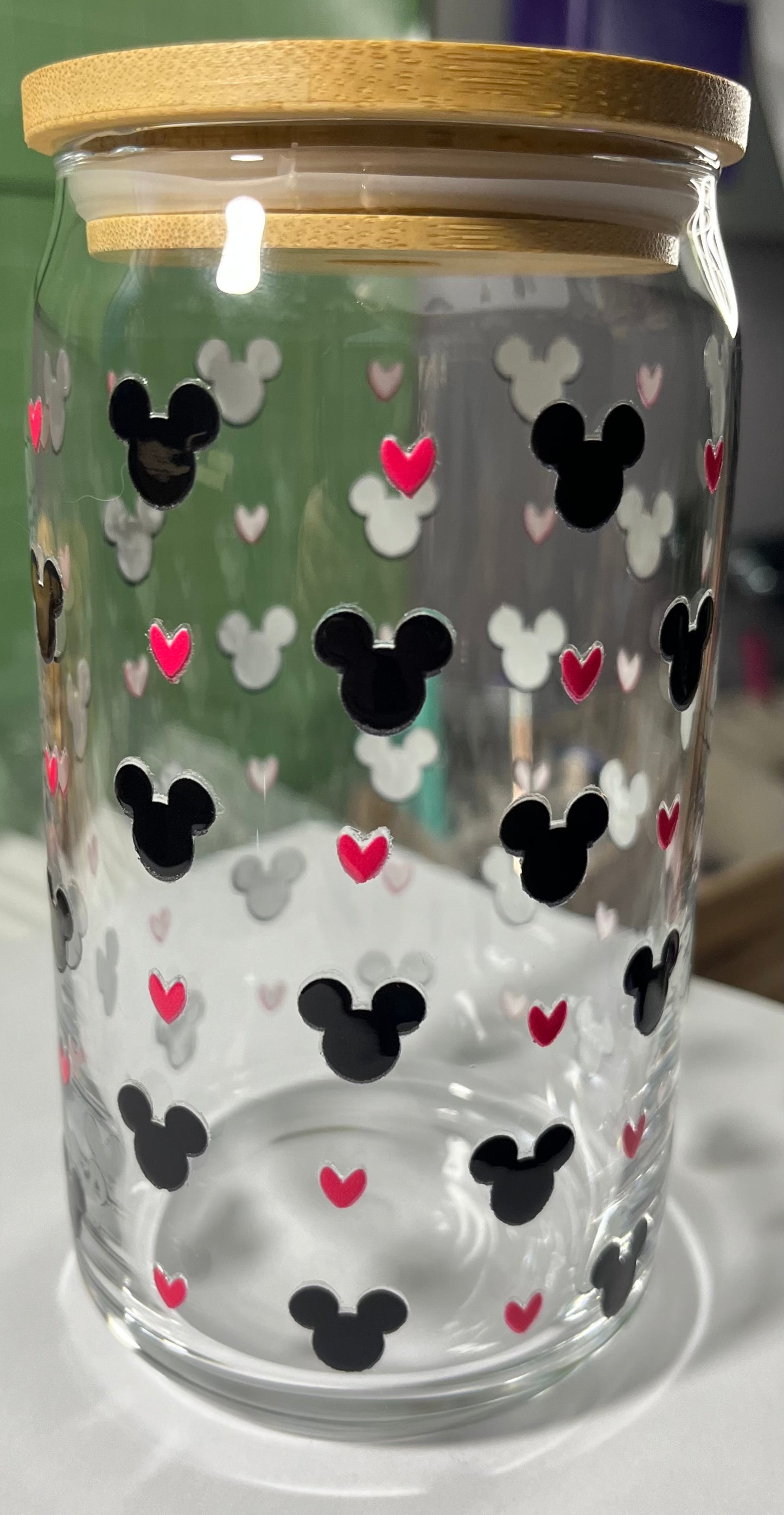 Mickey Ear and Heart Glass Tumbler