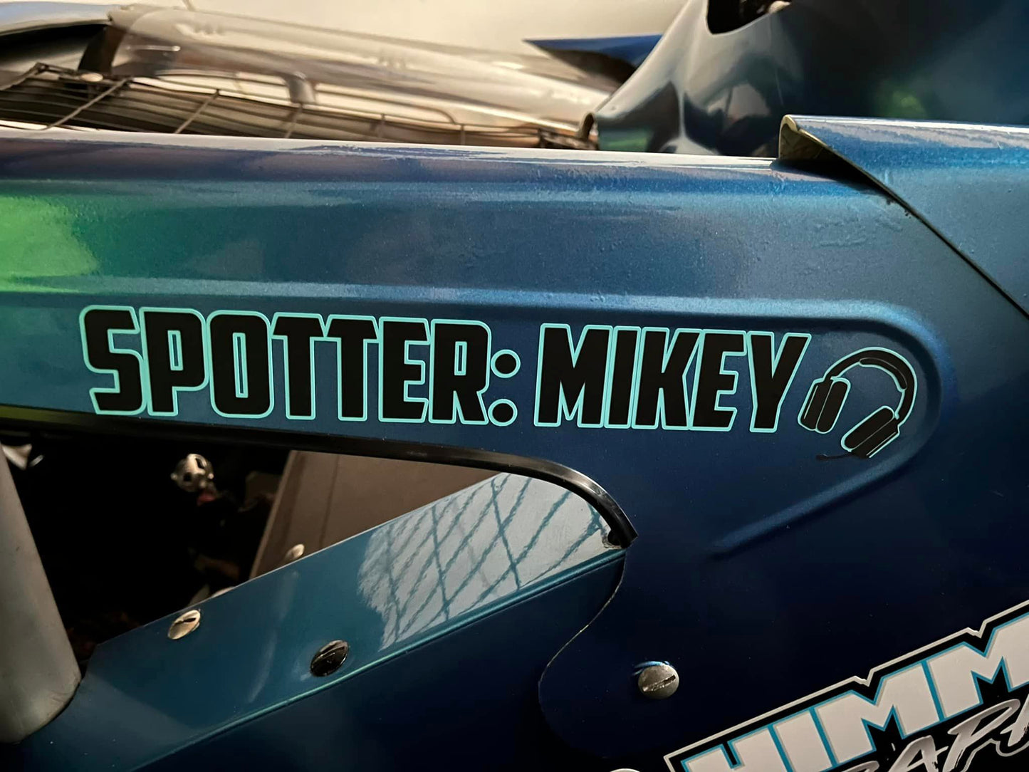 Custom vinyl decals for a racecar