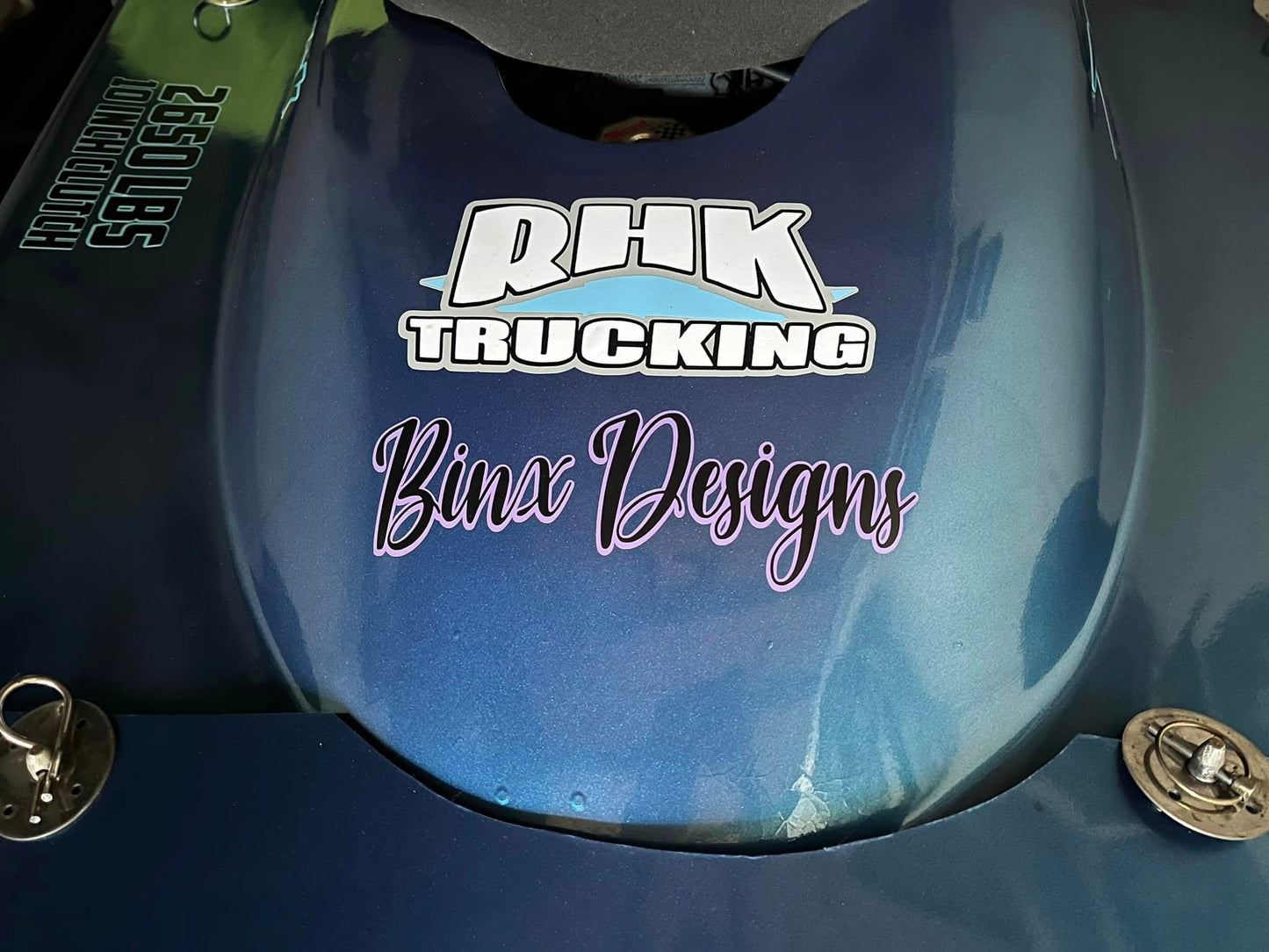 Custom vinyl decals for a racecar