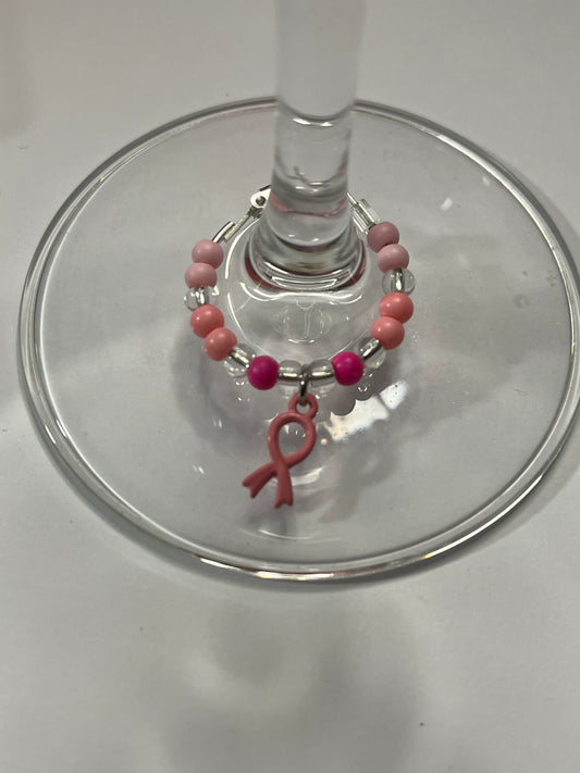 BREAST CANCER AWARENESS WINE CHARM
