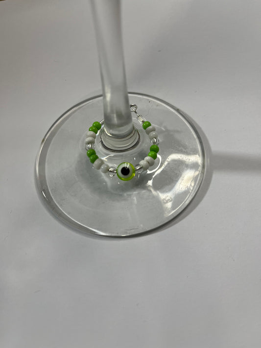 GREEN EVIL EYE WINE CHARM