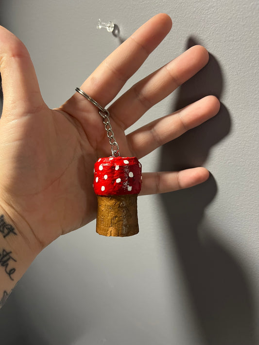 Mushroom Wine cork keychain