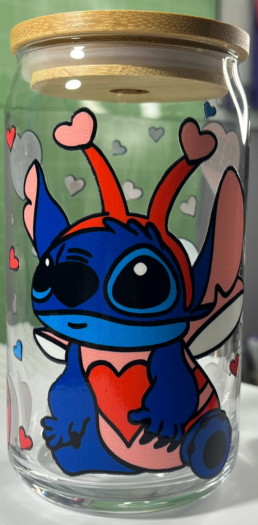 Valentine Stitch Glass Tumbler