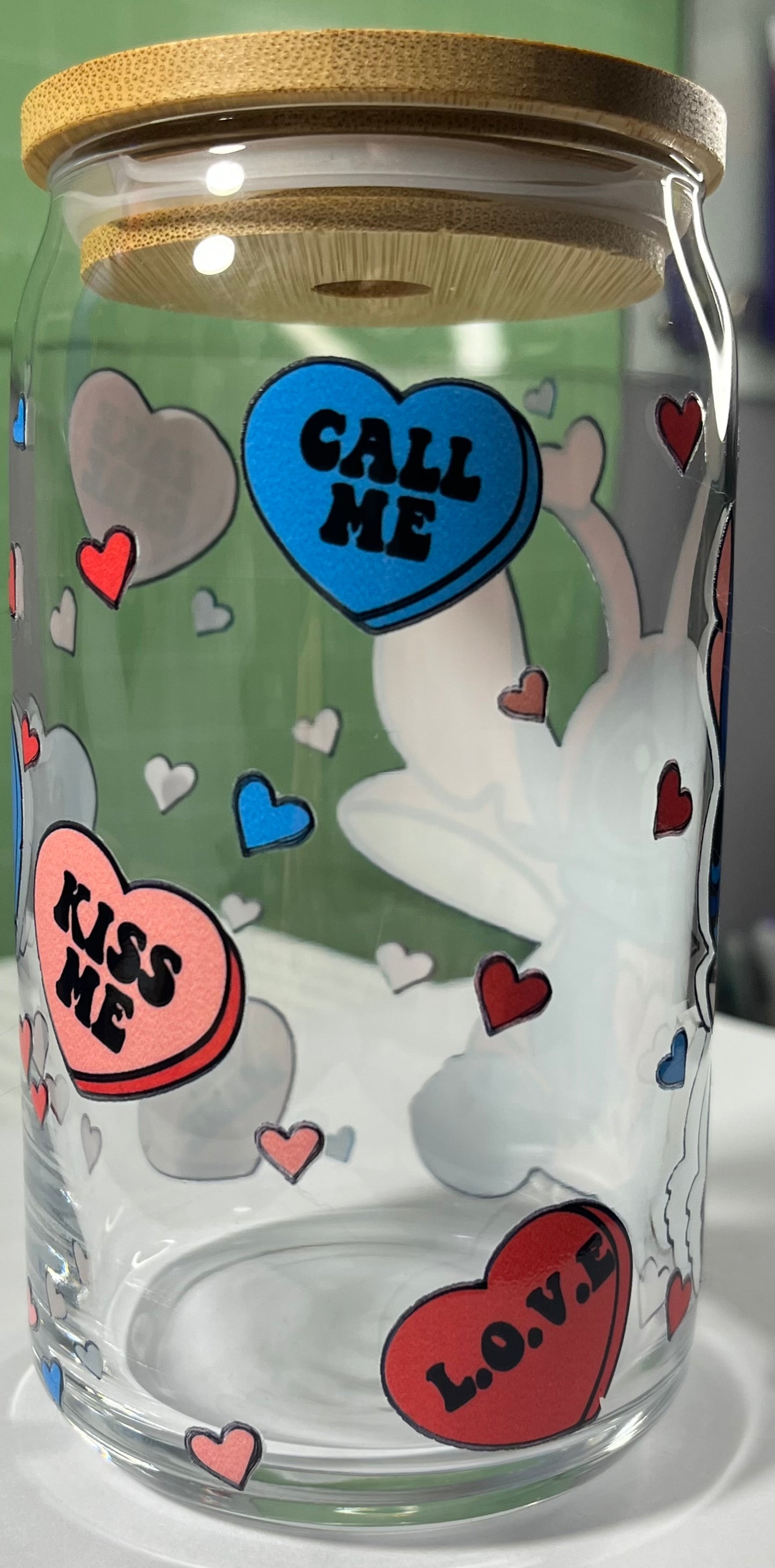 Valentine Stitch Glass Tumbler